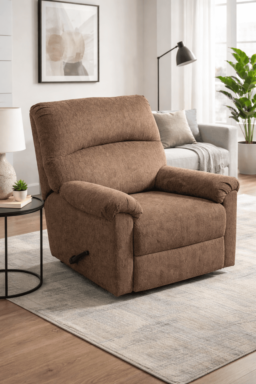 Brown Fabric Recliner Chair