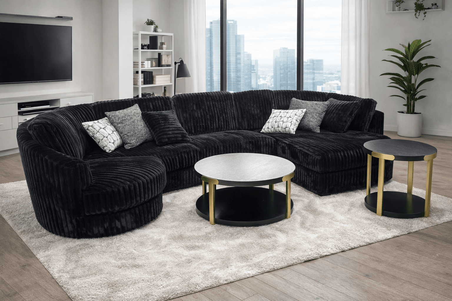 Black Curved Sectional