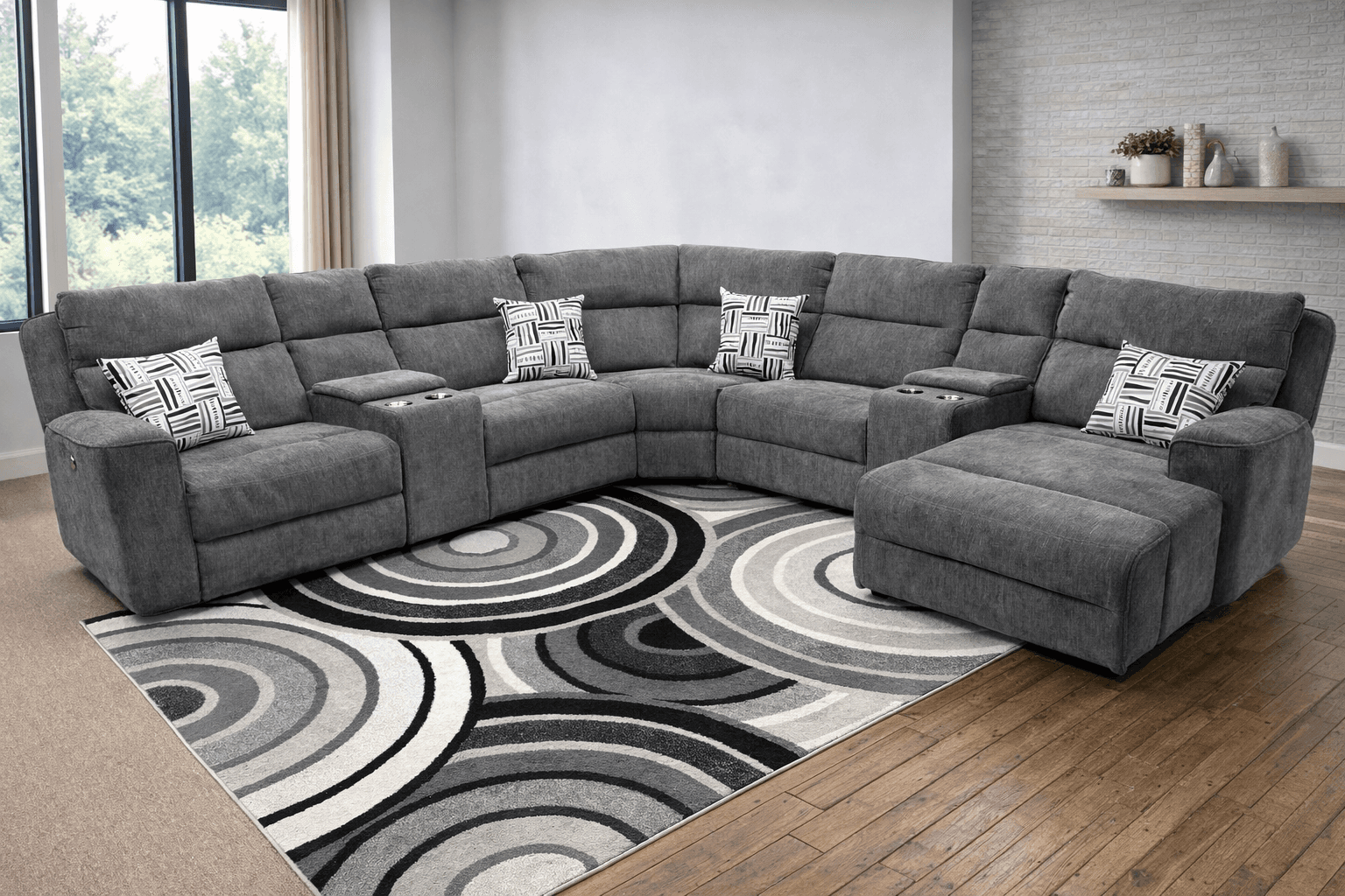 Large Grey Reclining Sectional 7pc