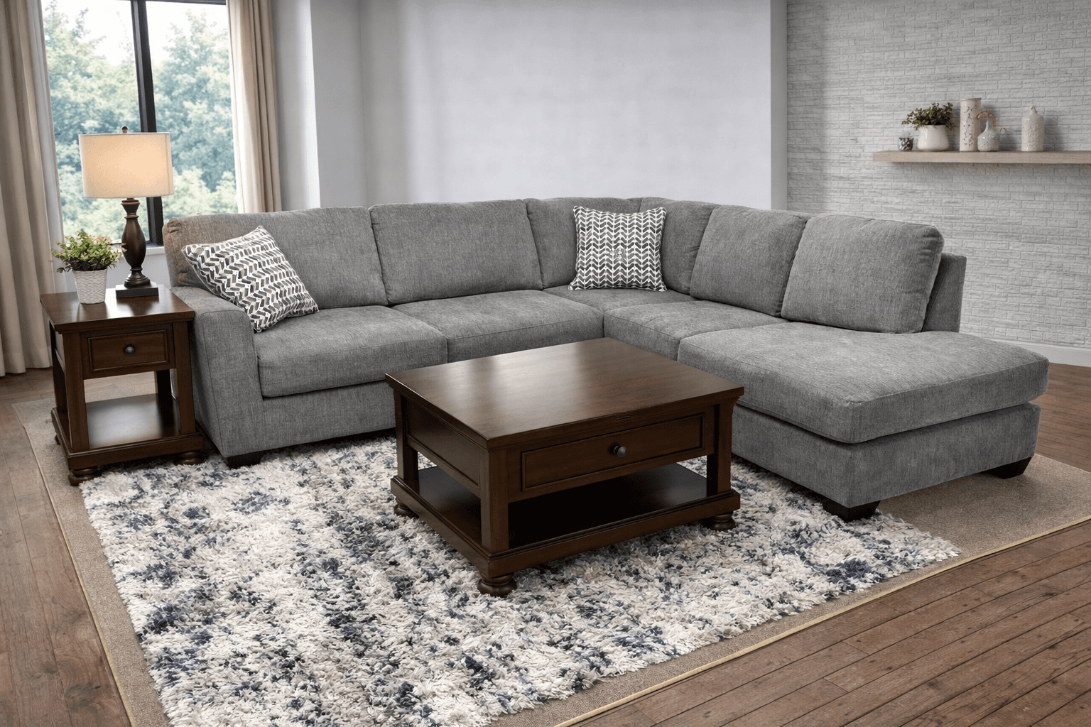 Grey Sectional with Chaise