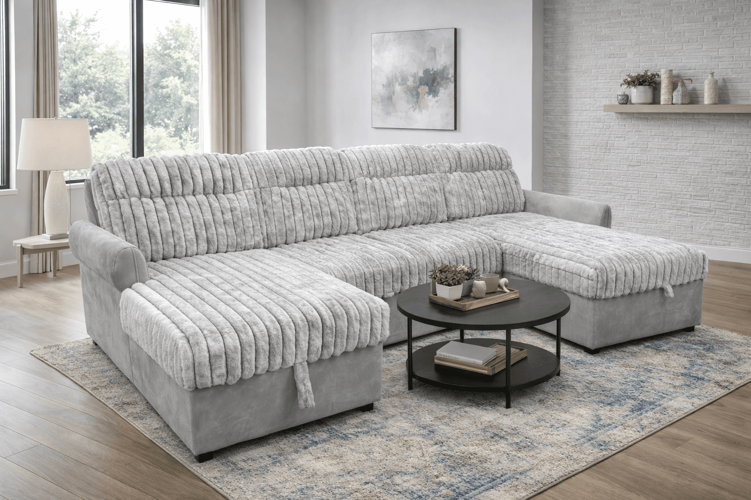 Grey Double Chaise Sectional