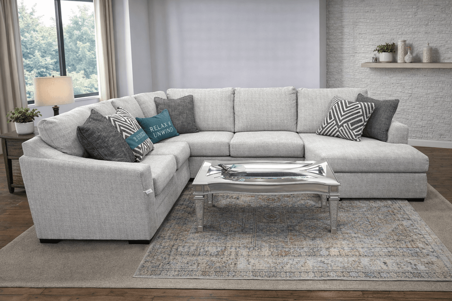 Light Grey Sectional with Chaise