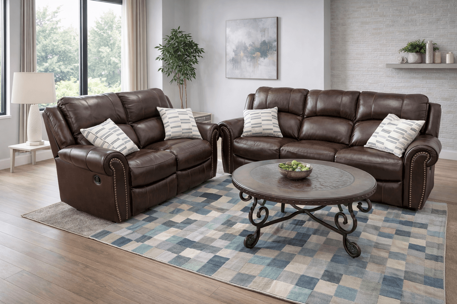 Brown Leather Reclining Set