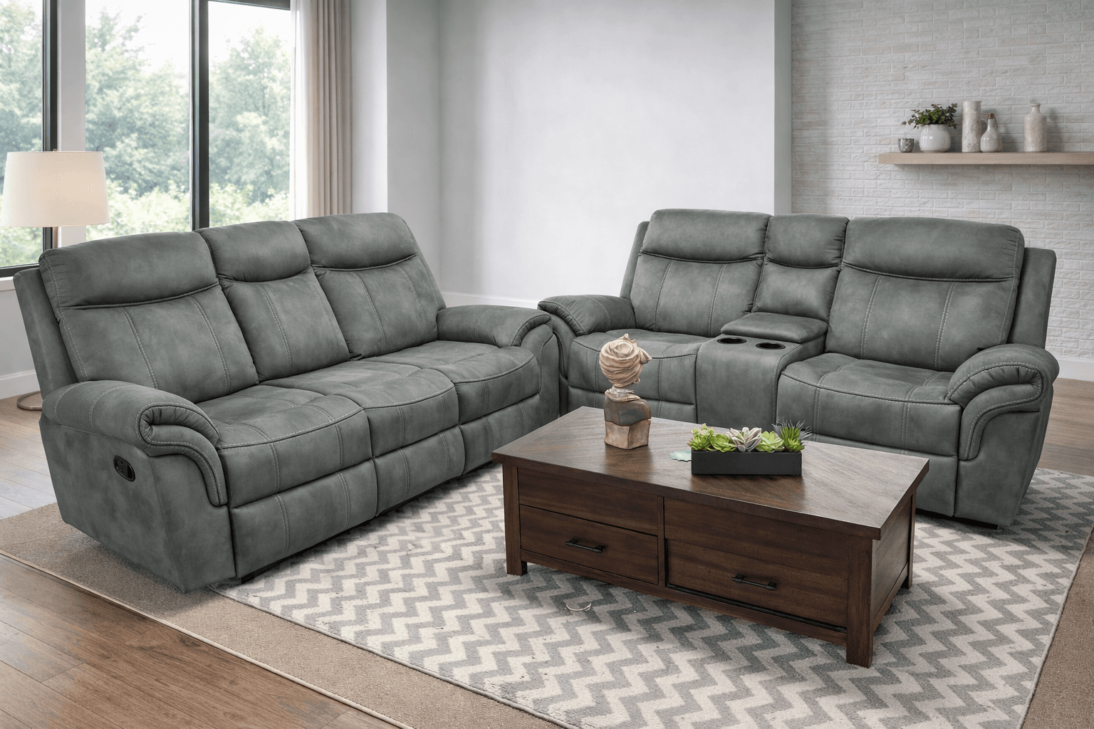 Slate Fabric Reclining Set