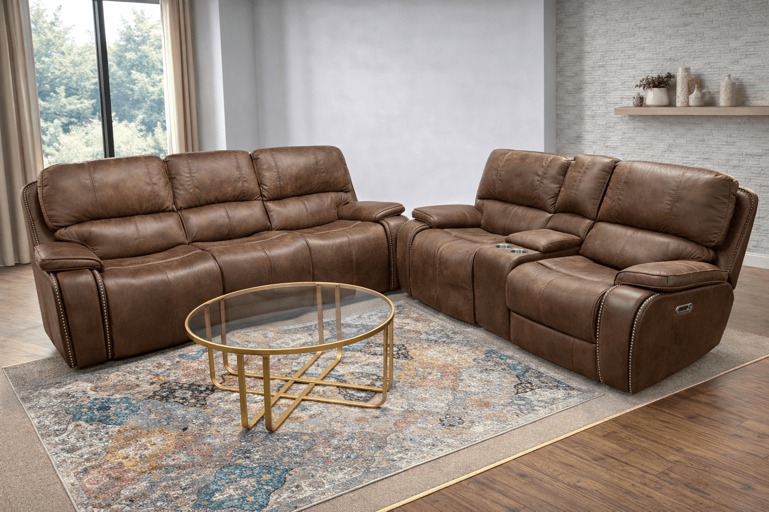 Tan Leather Reclining Set